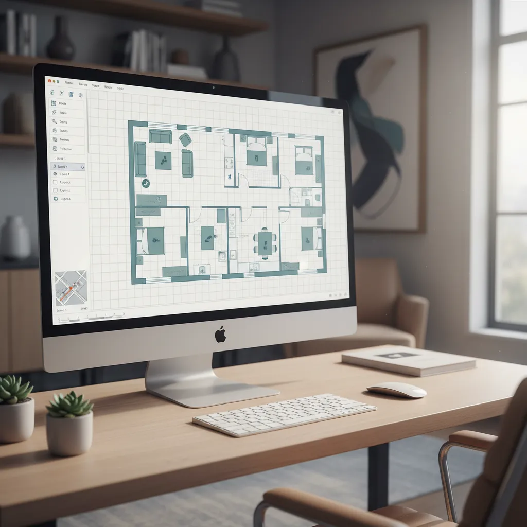 Digital floor plan layout displayed on interior design software interface