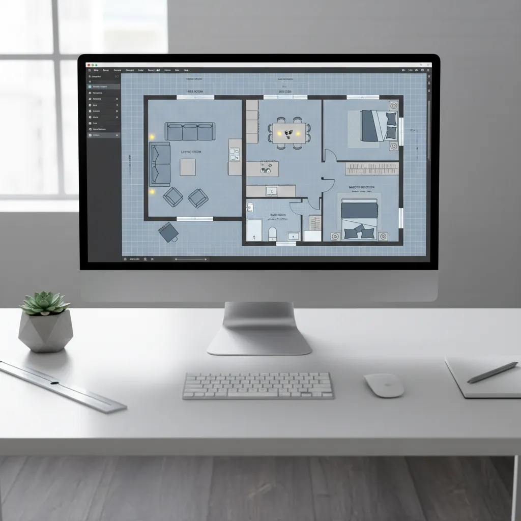 digital floor plan layout used in remodeling software for planning renovations