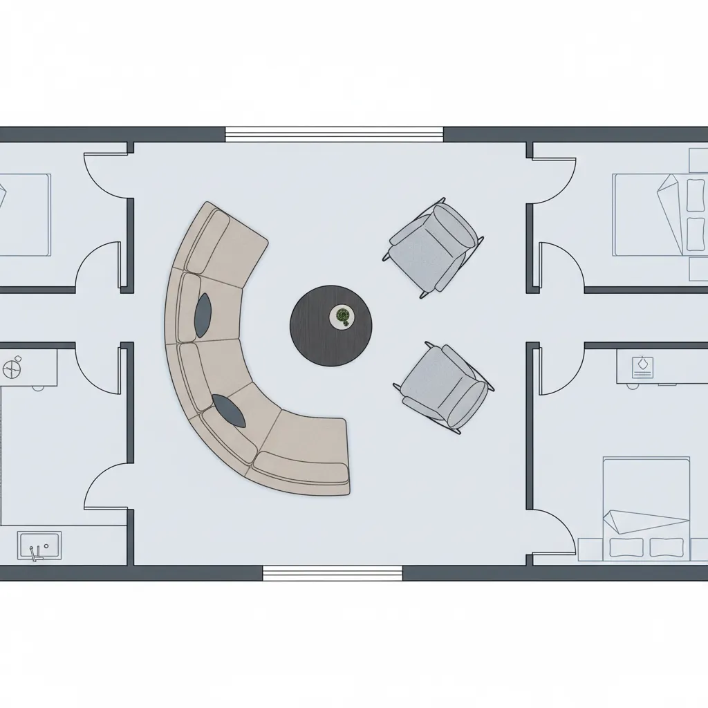 2D floor plan layout with furniture placement in a room planner tool