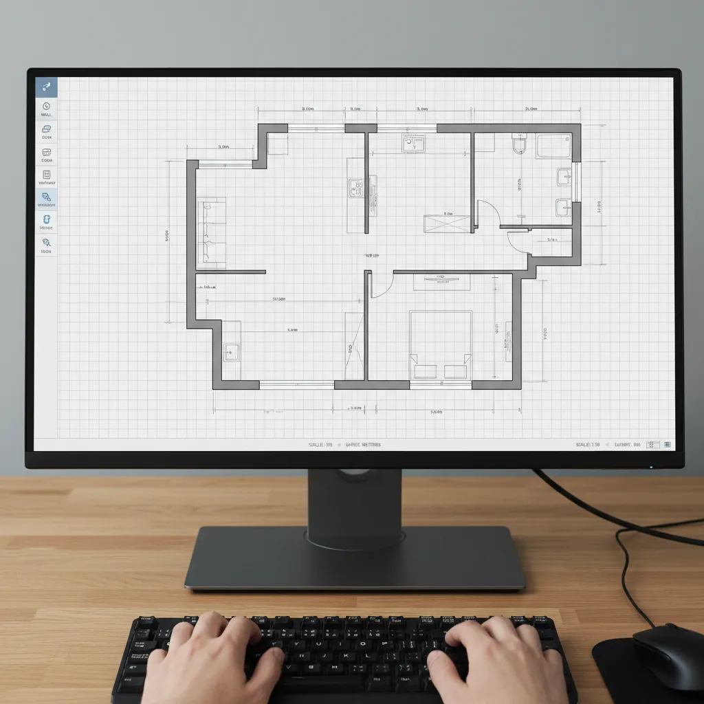 Digital floor plan editor with measurements in room planner software