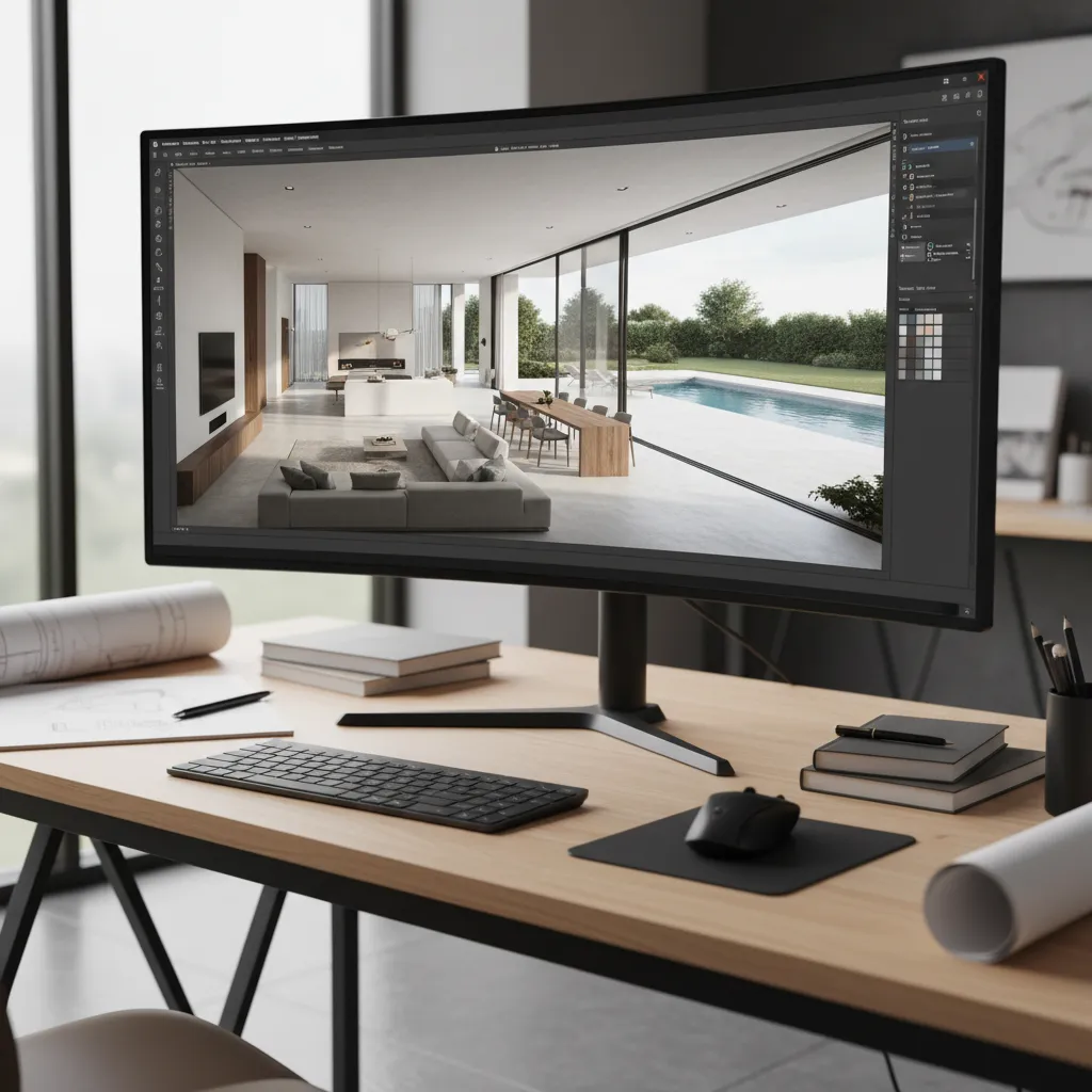 3D floor plan visualization on screen for home design planning