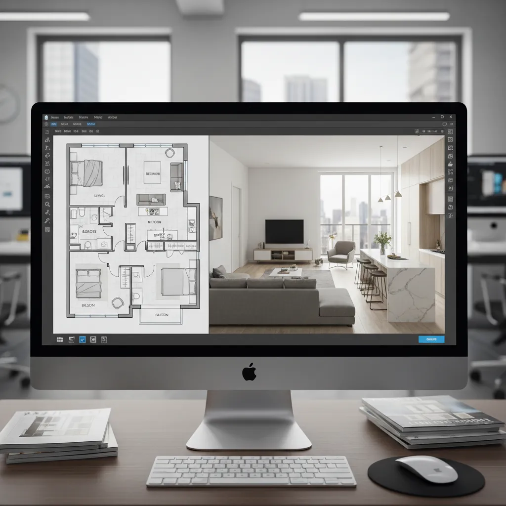 Diseño completo de vivienda en software de planificación de interiores