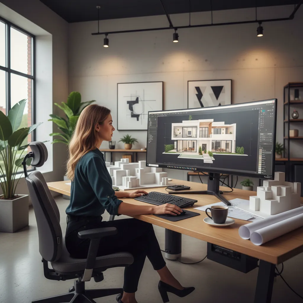 Diseño digital de plano de casa moderna en software de planificación
