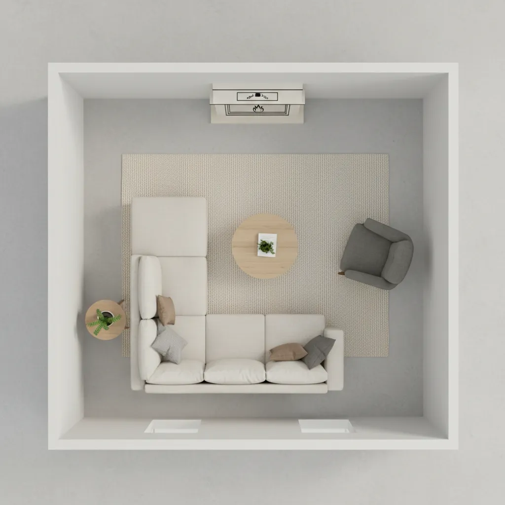 2D digital floor plan showing furniture placement and room layout