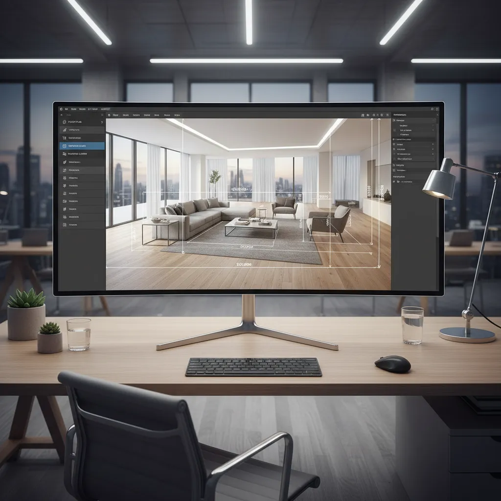 digital interior room layout showing measurements for quantity planning