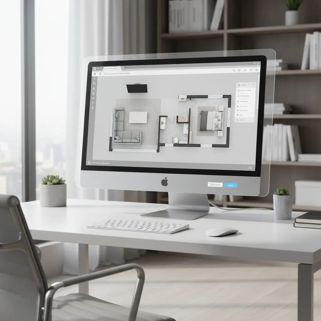 Digital room layout planner showing furniture arrangement in a living room floor plan
