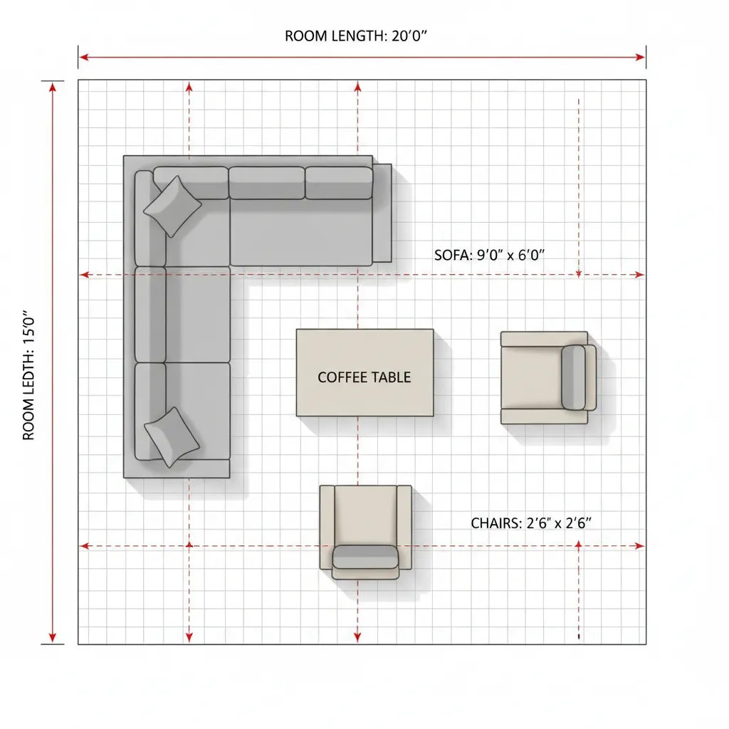Digital room layout planning with furniture placement in floor plan software