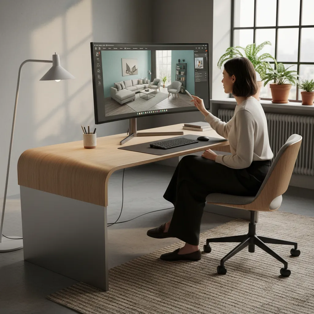 Pantalla mostrando planificación digital de una habitación en 3D