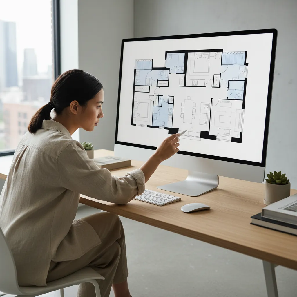 digital room layout planning interface showing modern apartment floor plan