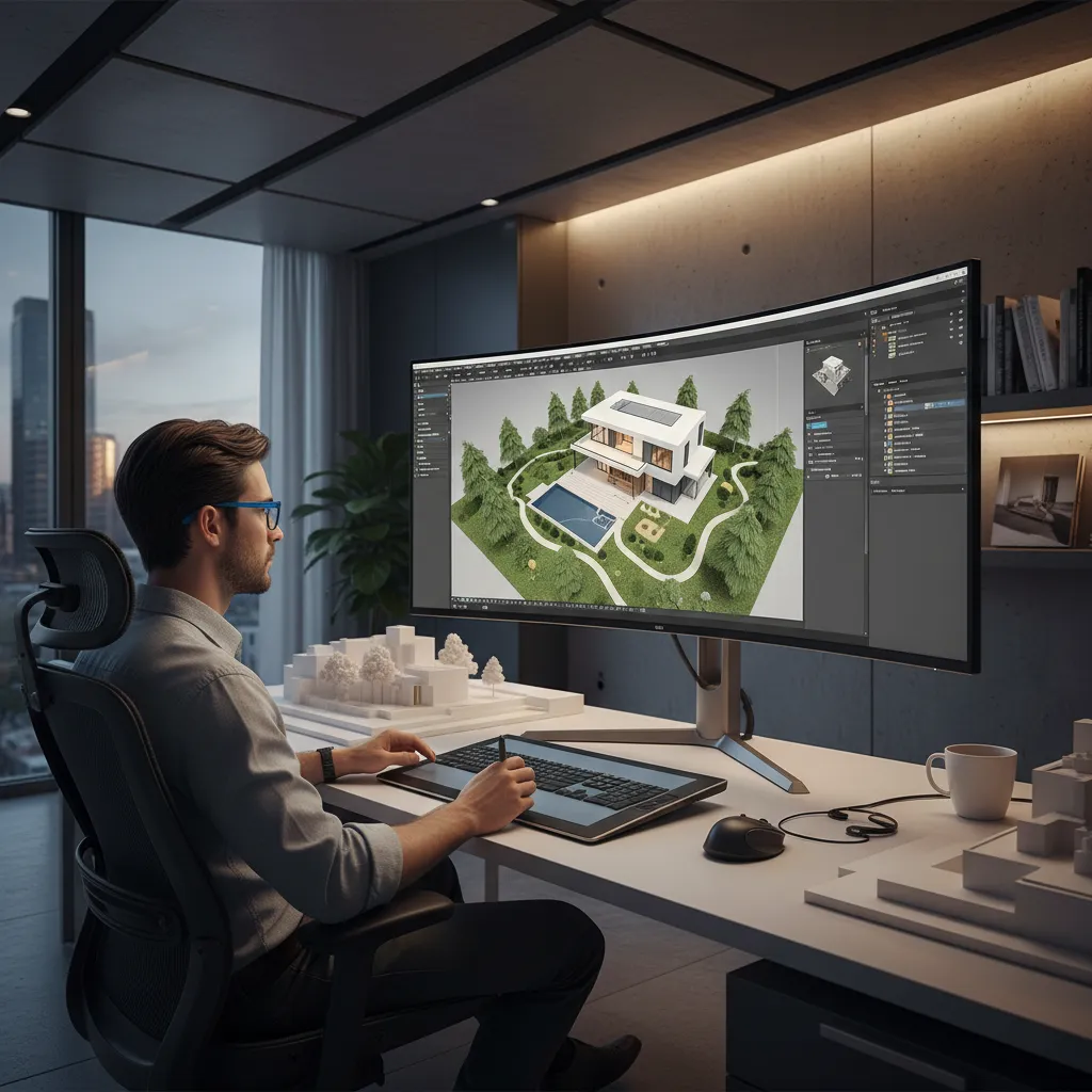 Perancangan site plan rumah menggunakan perangkat lunak desain 3D