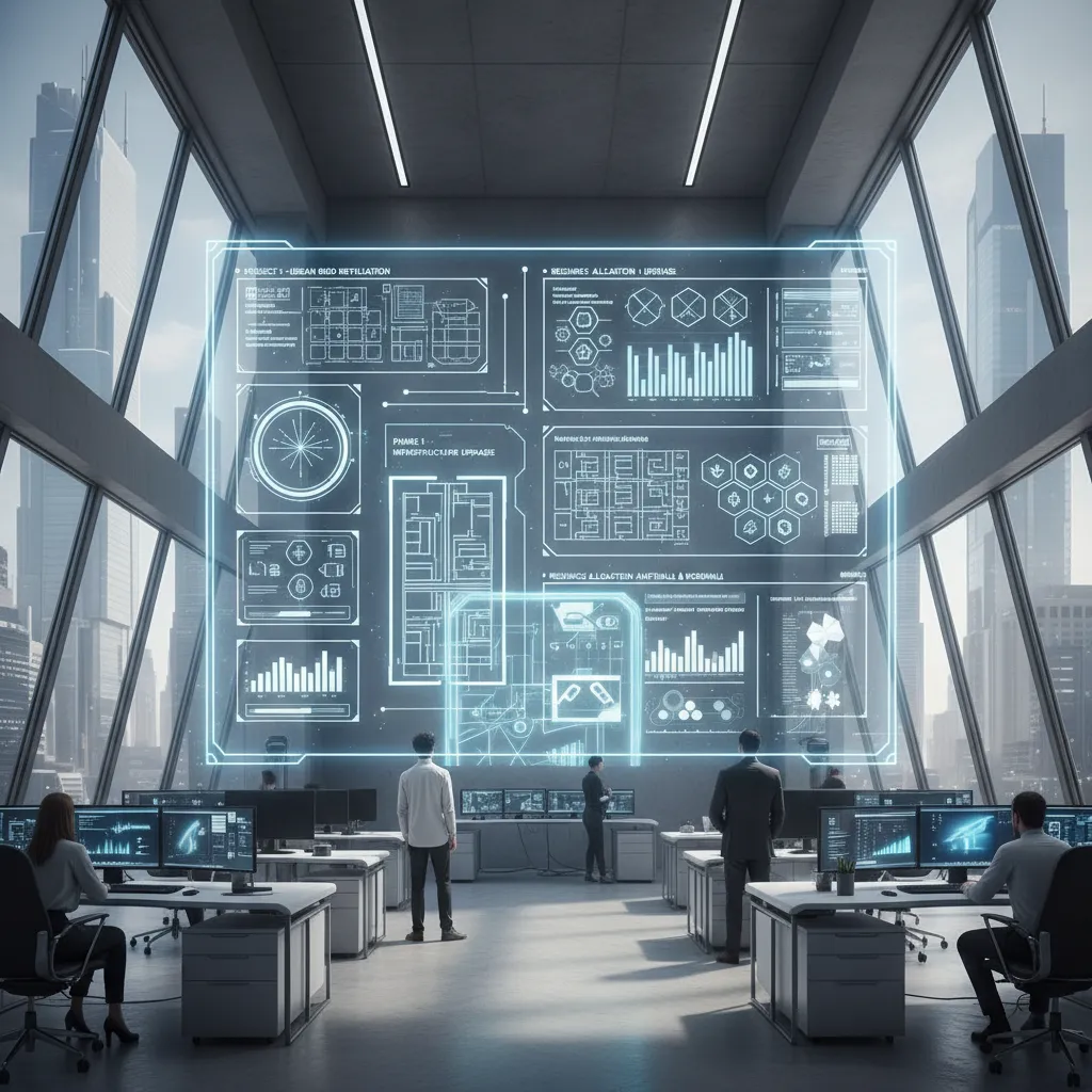 Concepto visual de organización de espacio digital similar a un plano arquitectónico