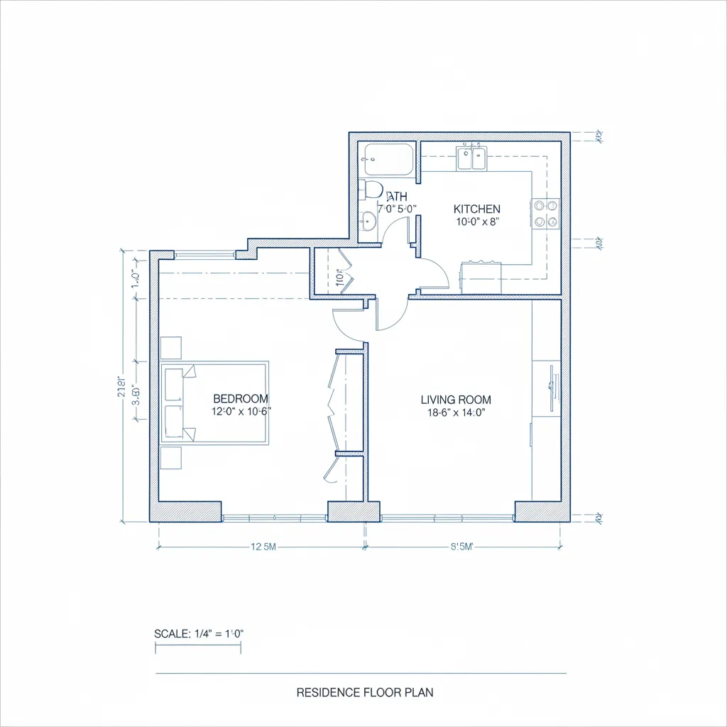 Plano arquitectónico con medidas de habitaciones señaladas