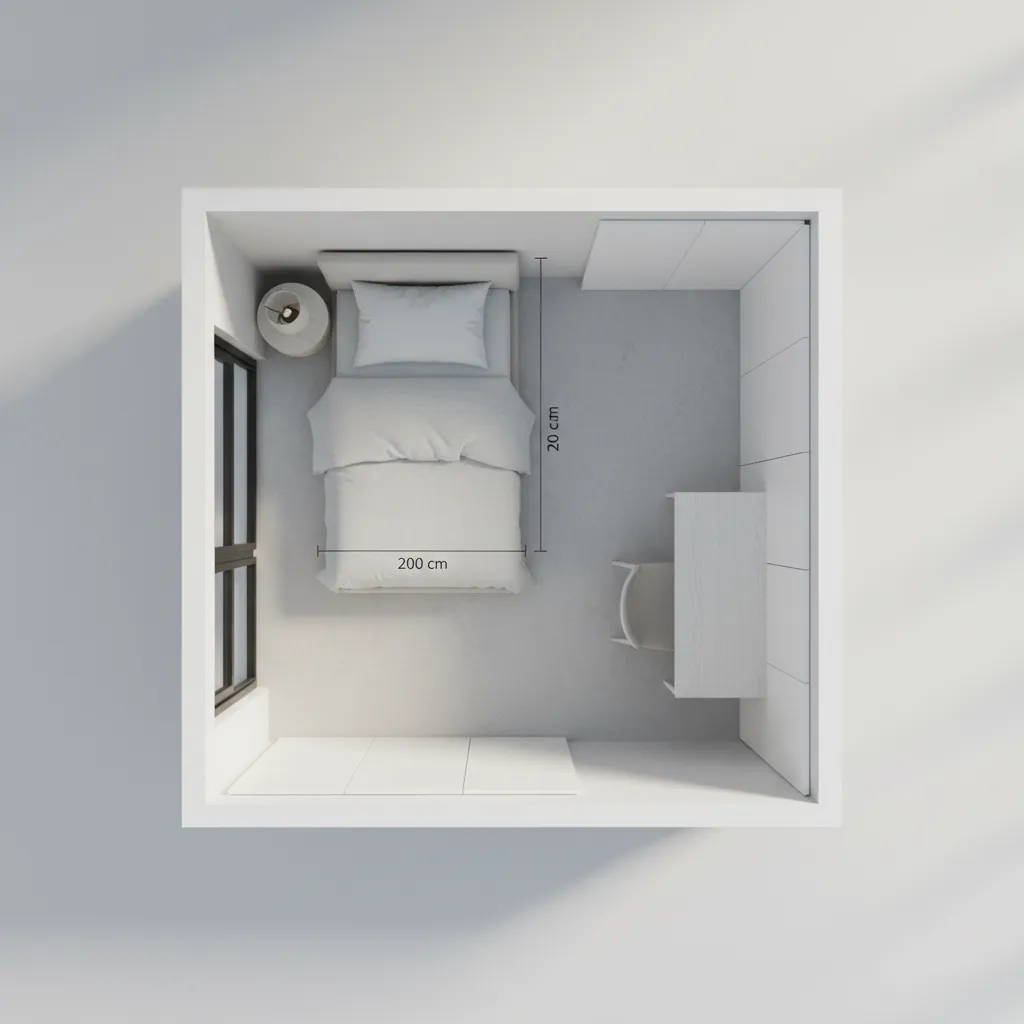 Esquema visual de las dimensiones de una cama de 90 cm