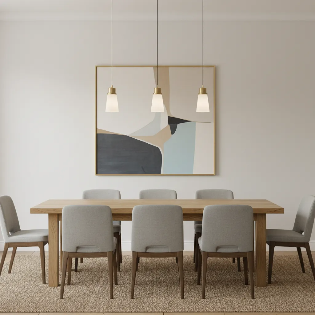Dining room showing correct height of artwork above dining table