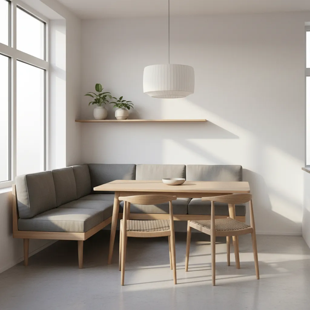 modern dining banquette sofa layout in small dining space