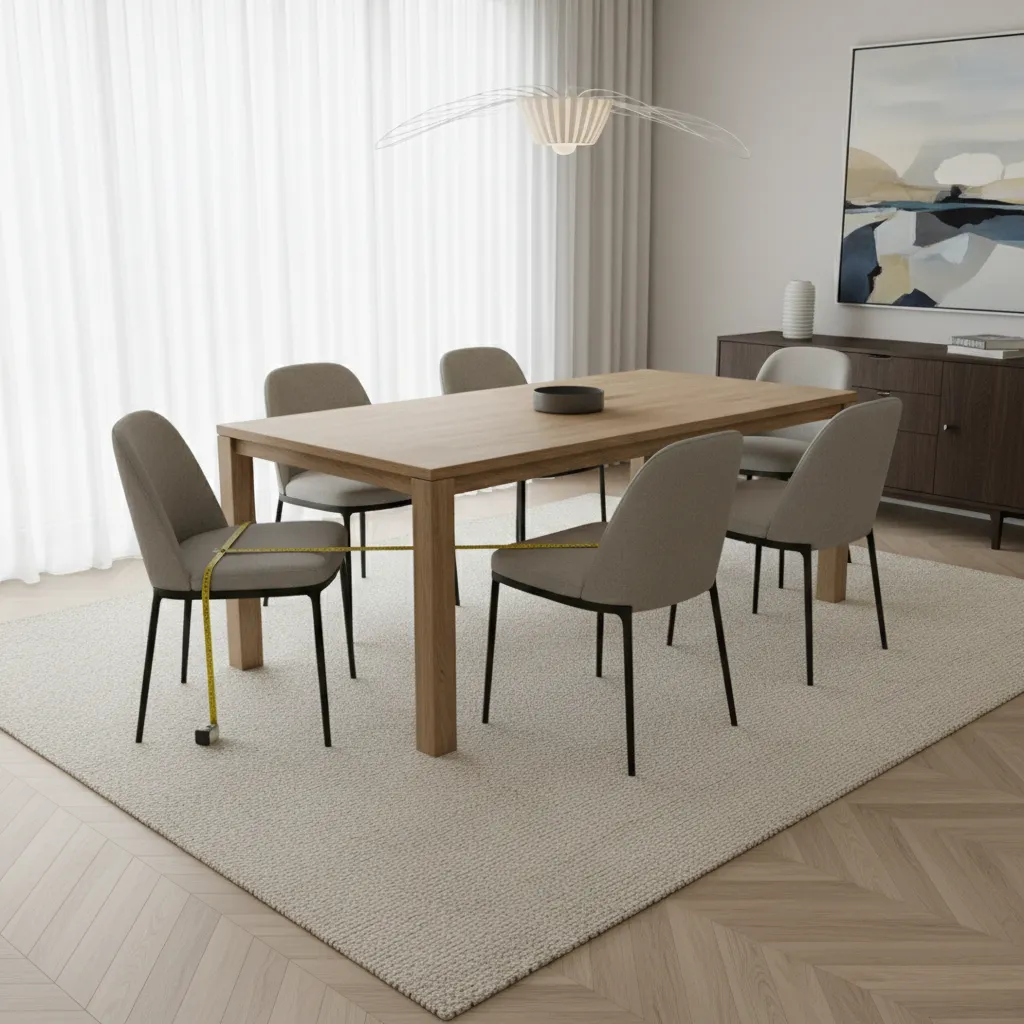 Measuring dining chair pull back distance from table
