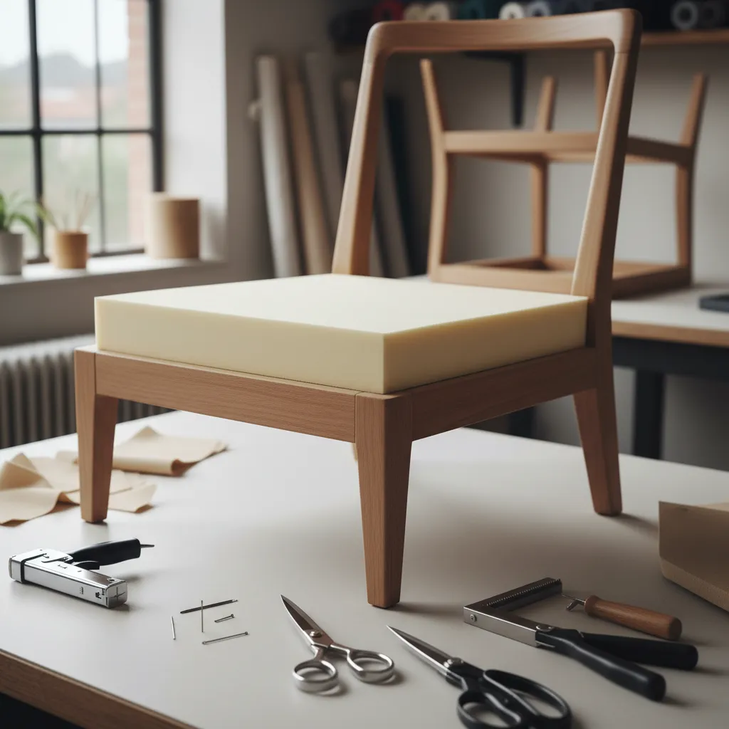 dining chair seat cushion being replaced with high density foam