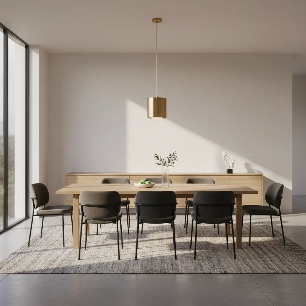 properly aligned dining pendant light at correct height above table