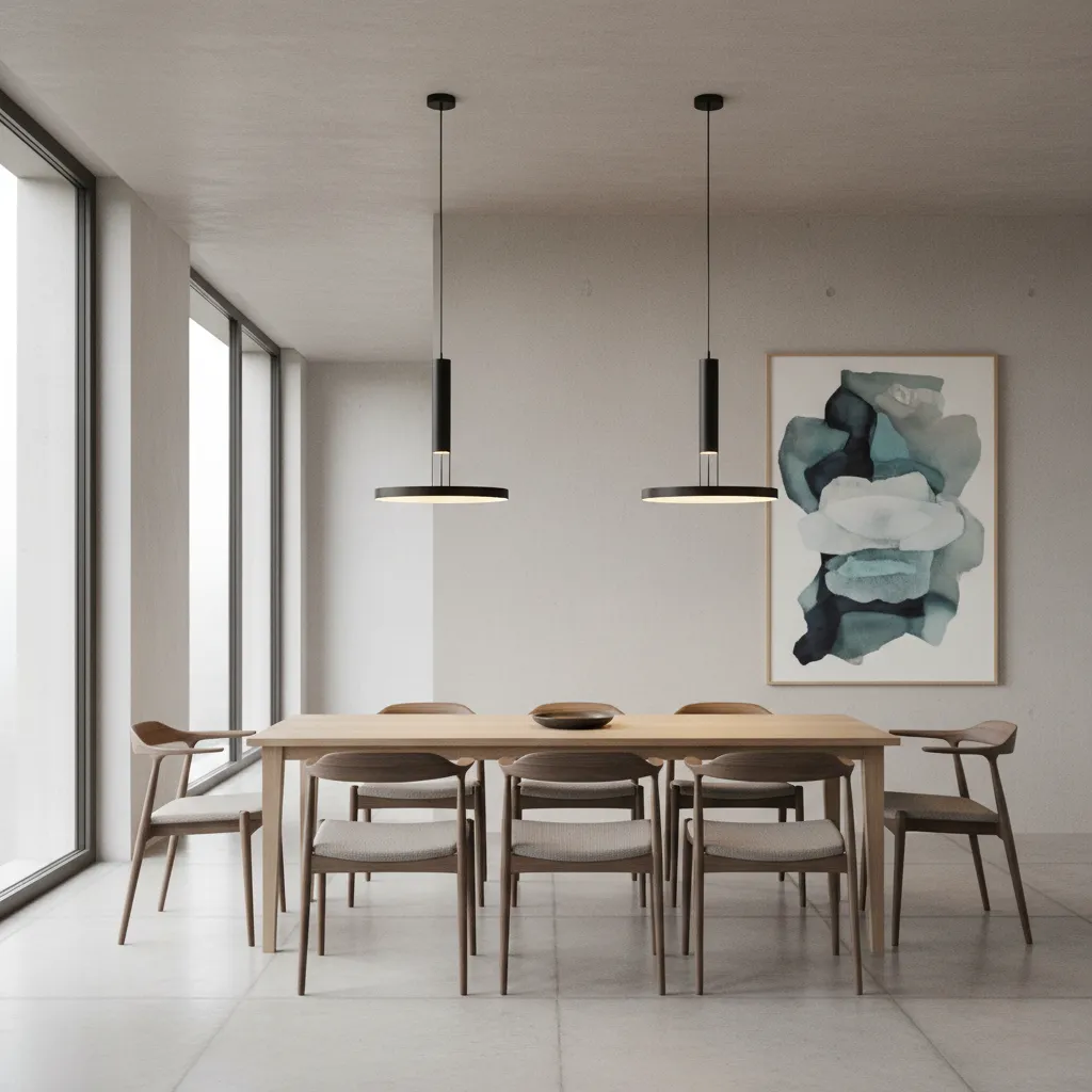 Dining pendant lights hanging correct height above dining table
