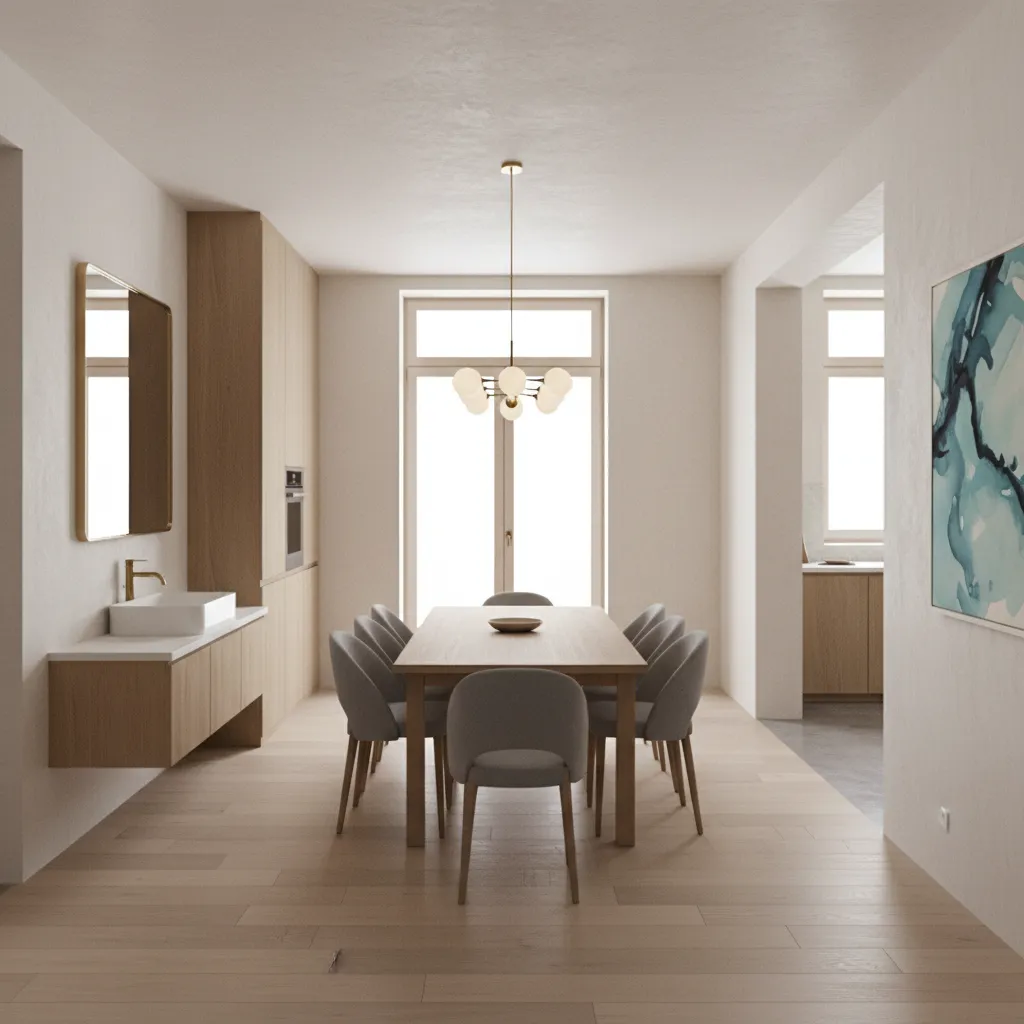 dining room layout showing proper wash basin placement away from dining table