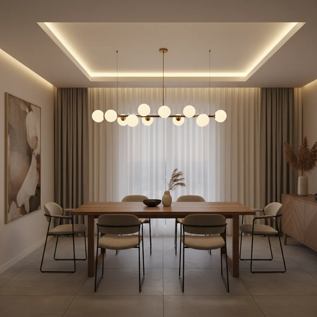 modern dining room chandelier centered above table at proper height