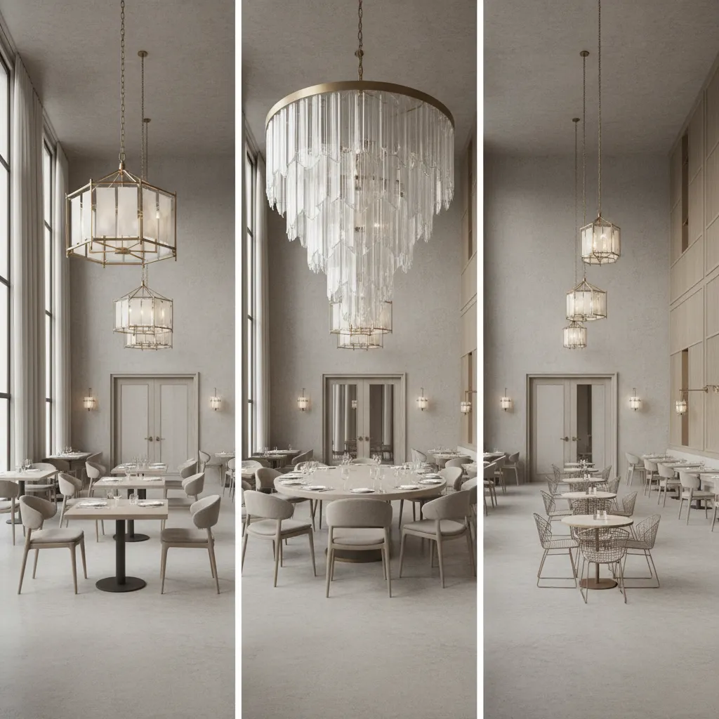 Examples of chandelier proportions over different dining table sizes