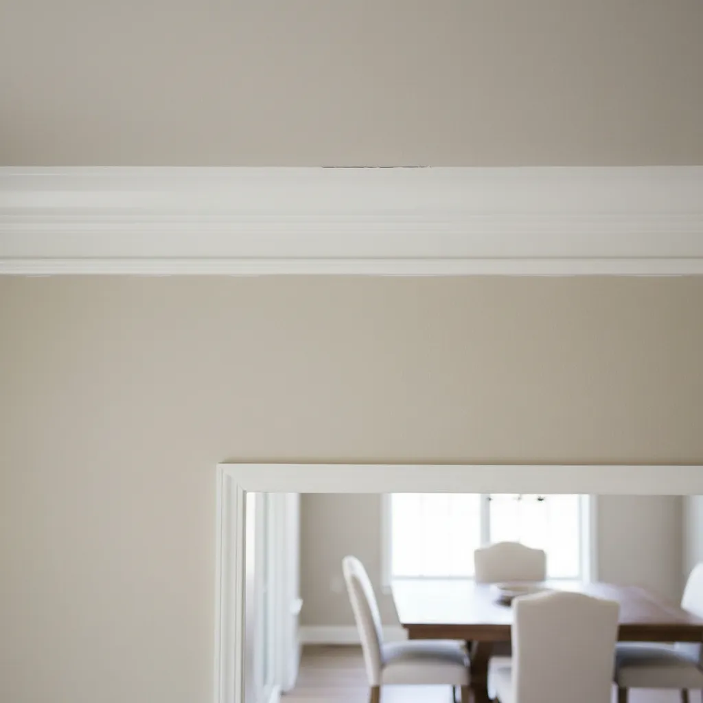 Dining room crown molding with visible gap between molding and ceiling