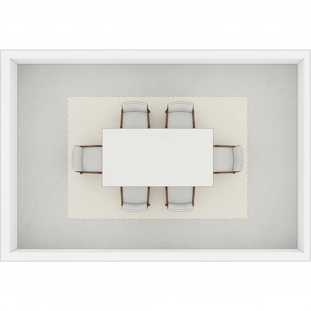dining room layout diagram showing clearance space around a 30 x 60 dining table