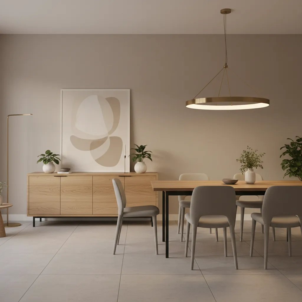 Modern dining room sideboard storage placed against wall
