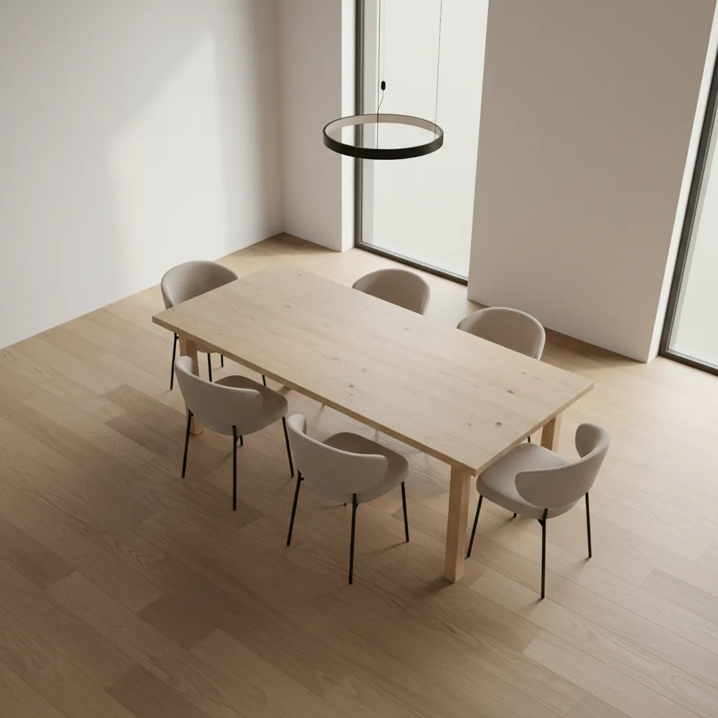 Dining room showing proper table size with circulation space around chairs