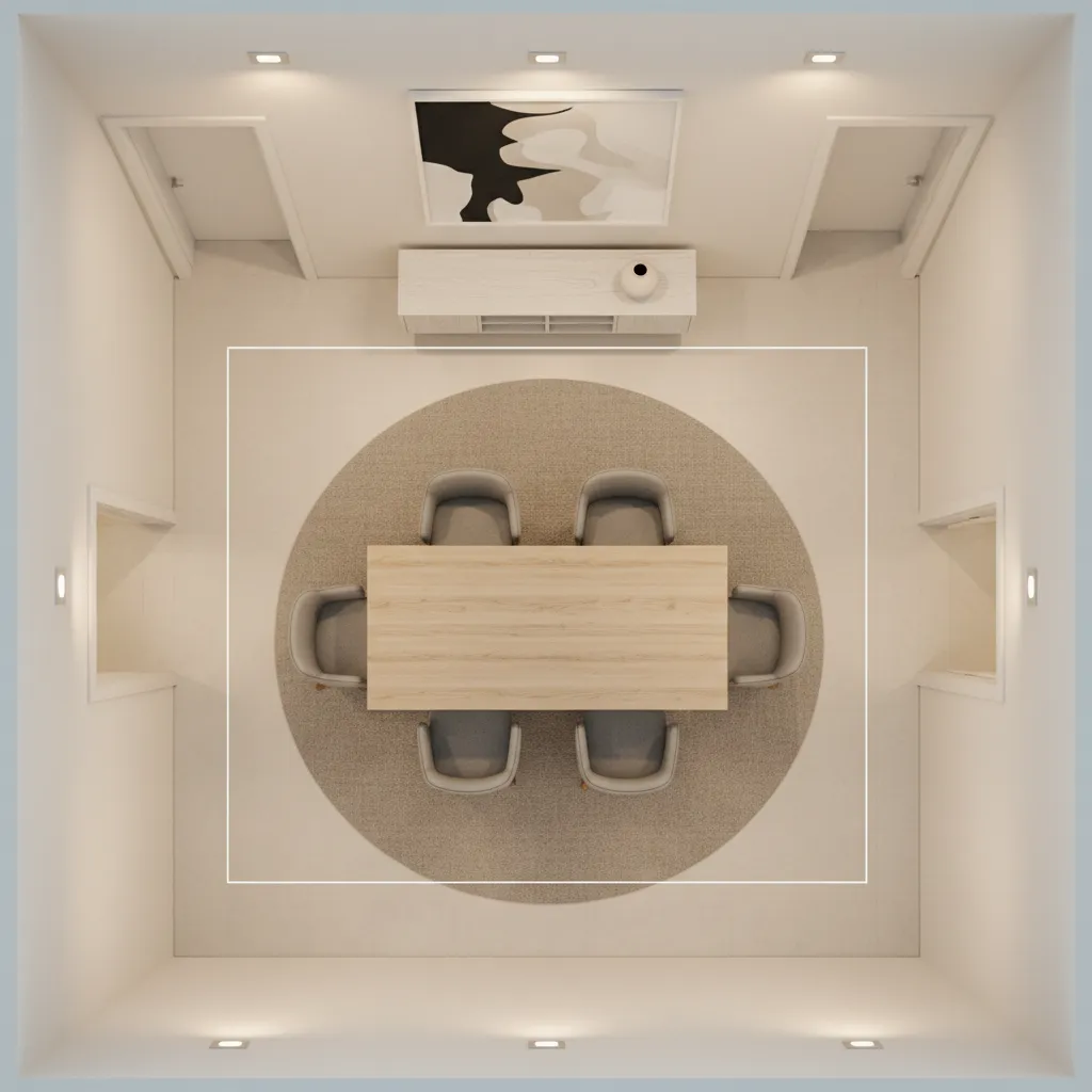 dining room layout showing clear traffic path around table