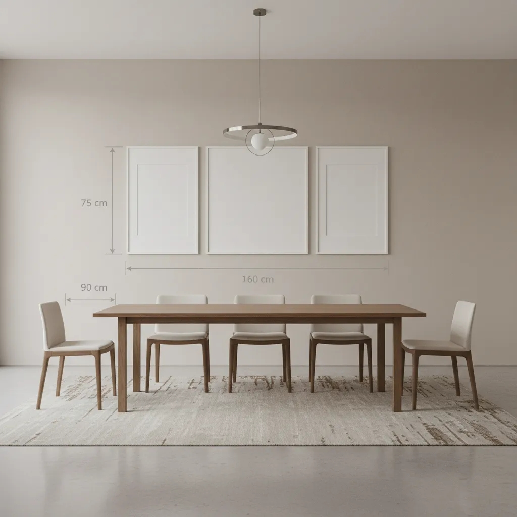 diagram showing dining wall art placement above table
