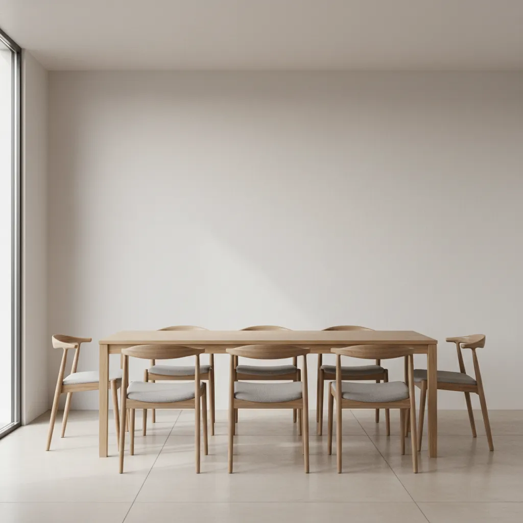 empty dining room wall above table showing space for decor planning