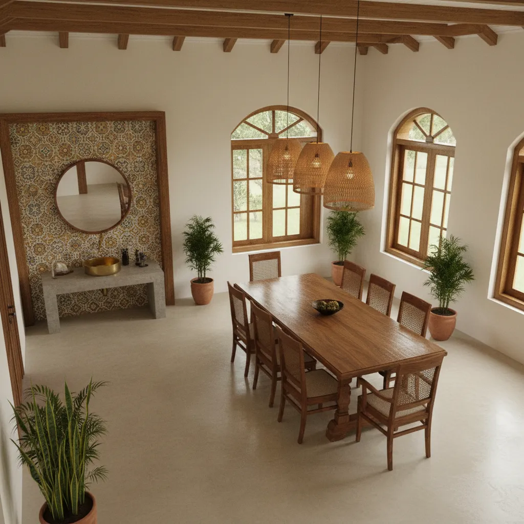 Dining room layout with wash basin near entrance