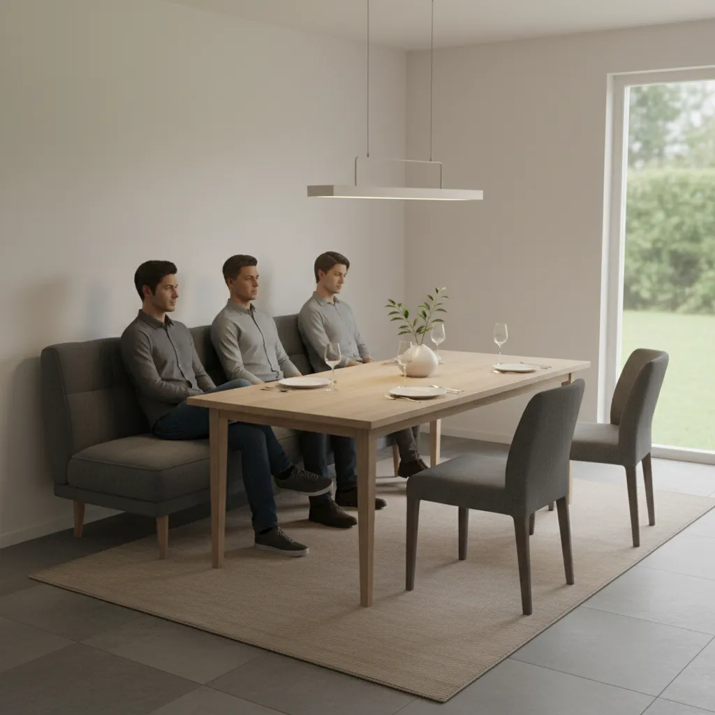 ergonomic dining sofa with table showing correct seating posture