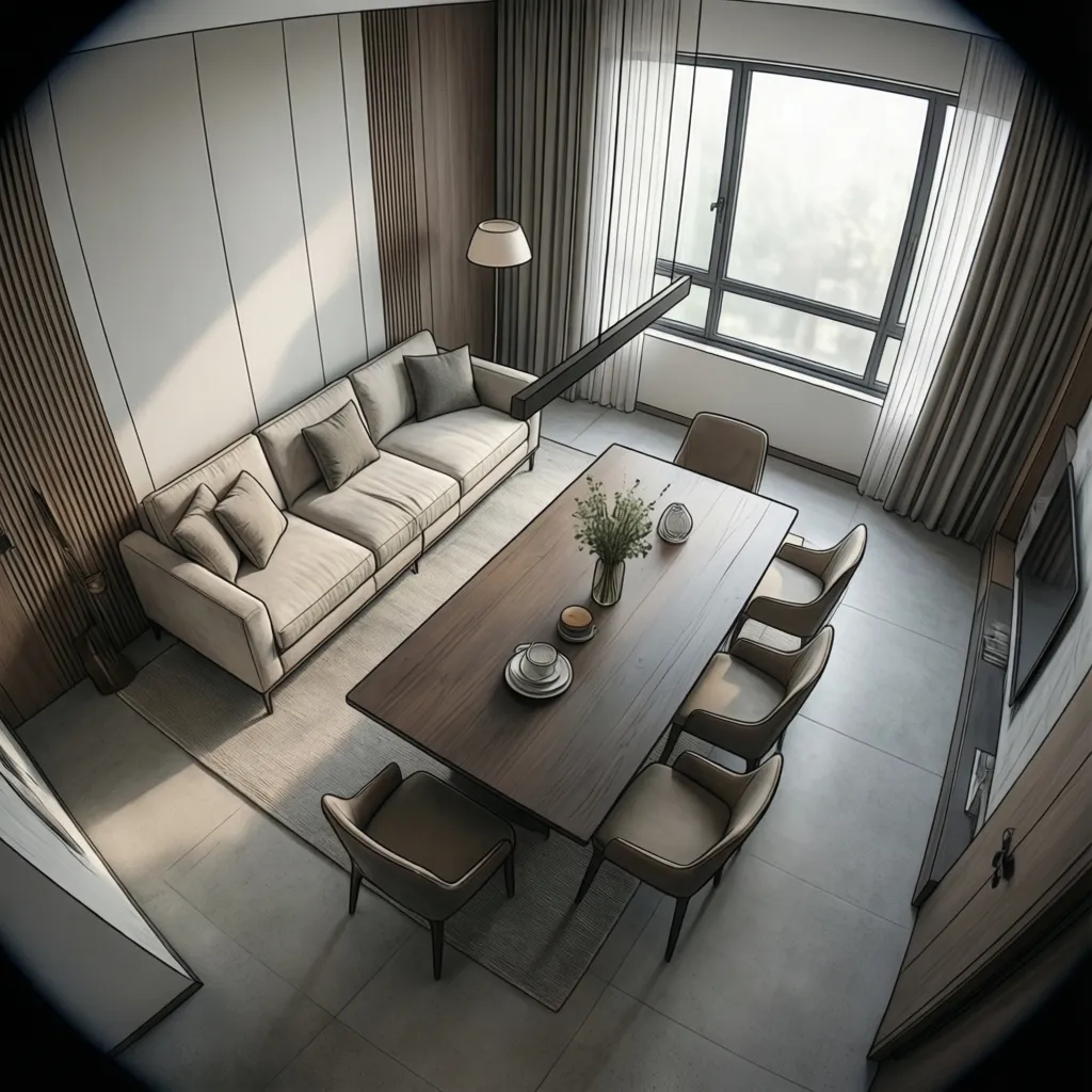 visual explanation of dining table clearance around sofa seating