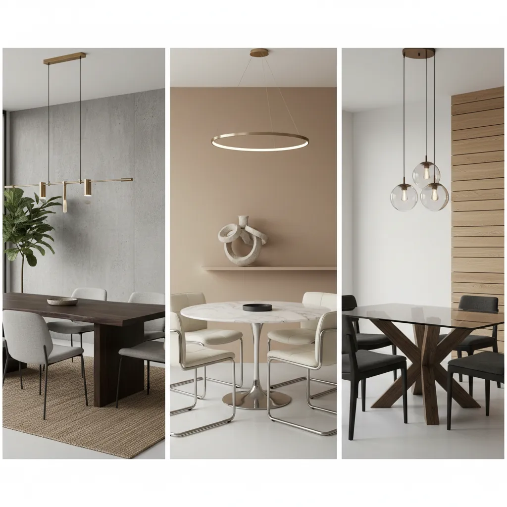comparison of wood marble and glass dining tables in modern dining spaces