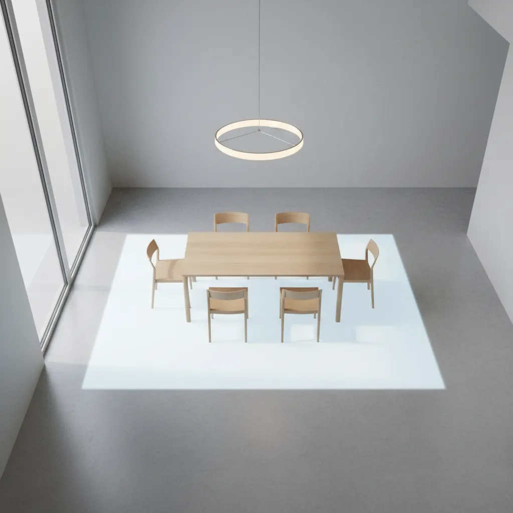 Dining table spacing diagram showing clearance around chairs