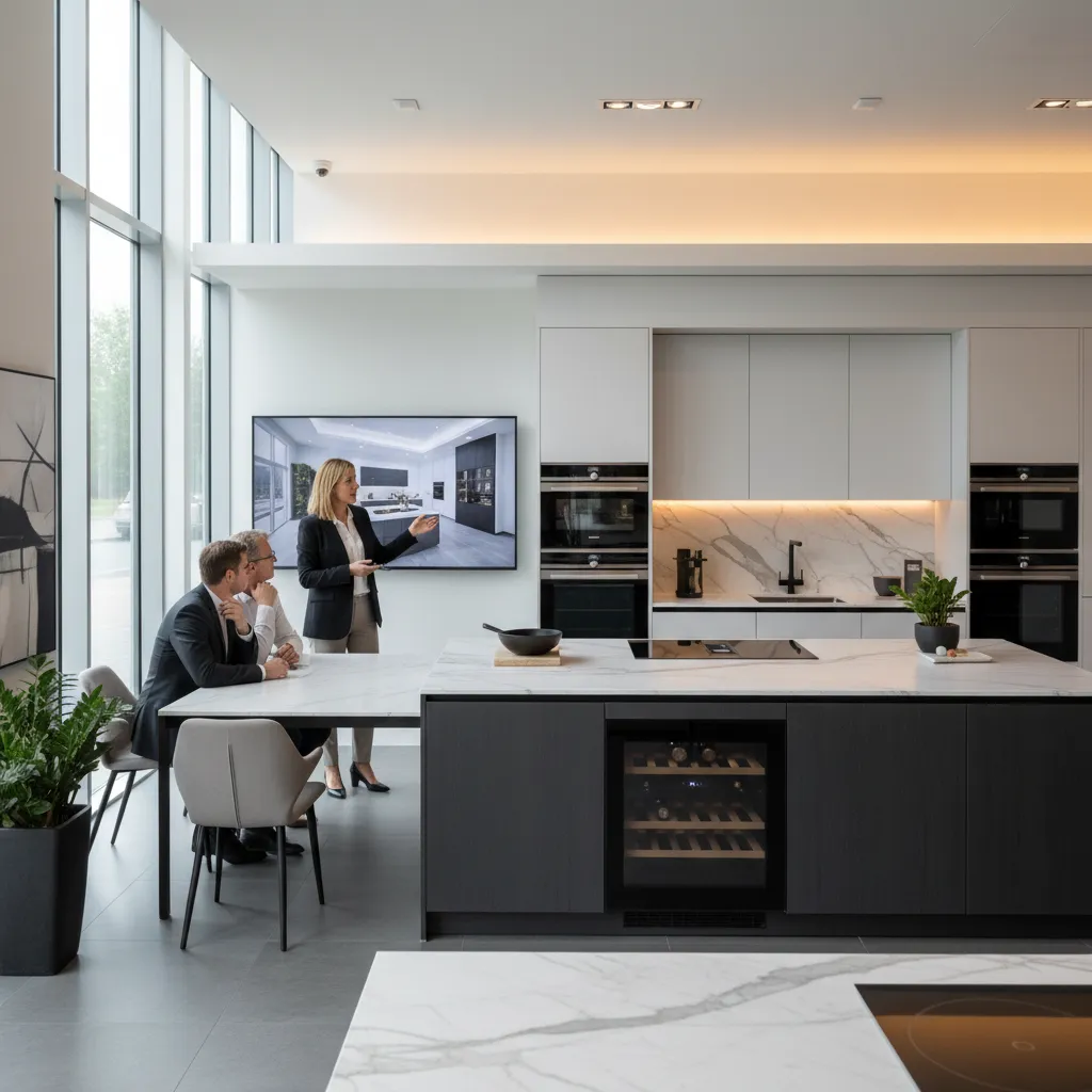 Diseñador de interiores en tiendas de cocinas