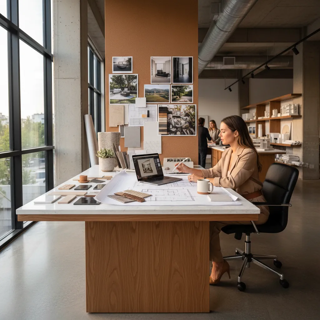 Diseñador de interiores trabajando en un proyecto residencial