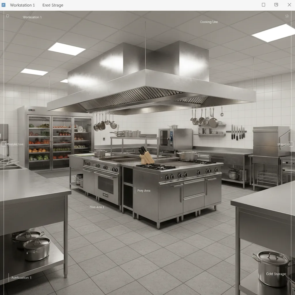 Programas de diseño de interiores 3D para cocina industrial