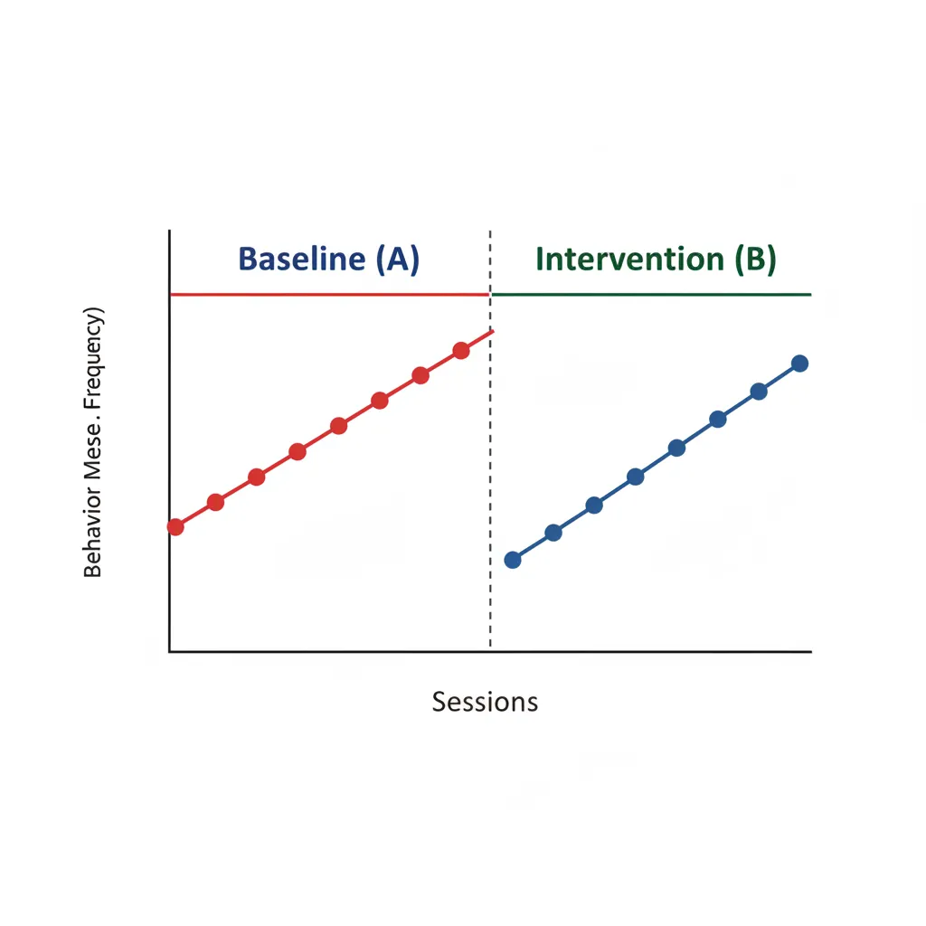 Gráfico simple mostrando un diseño A-B con línea base y fase de intervención