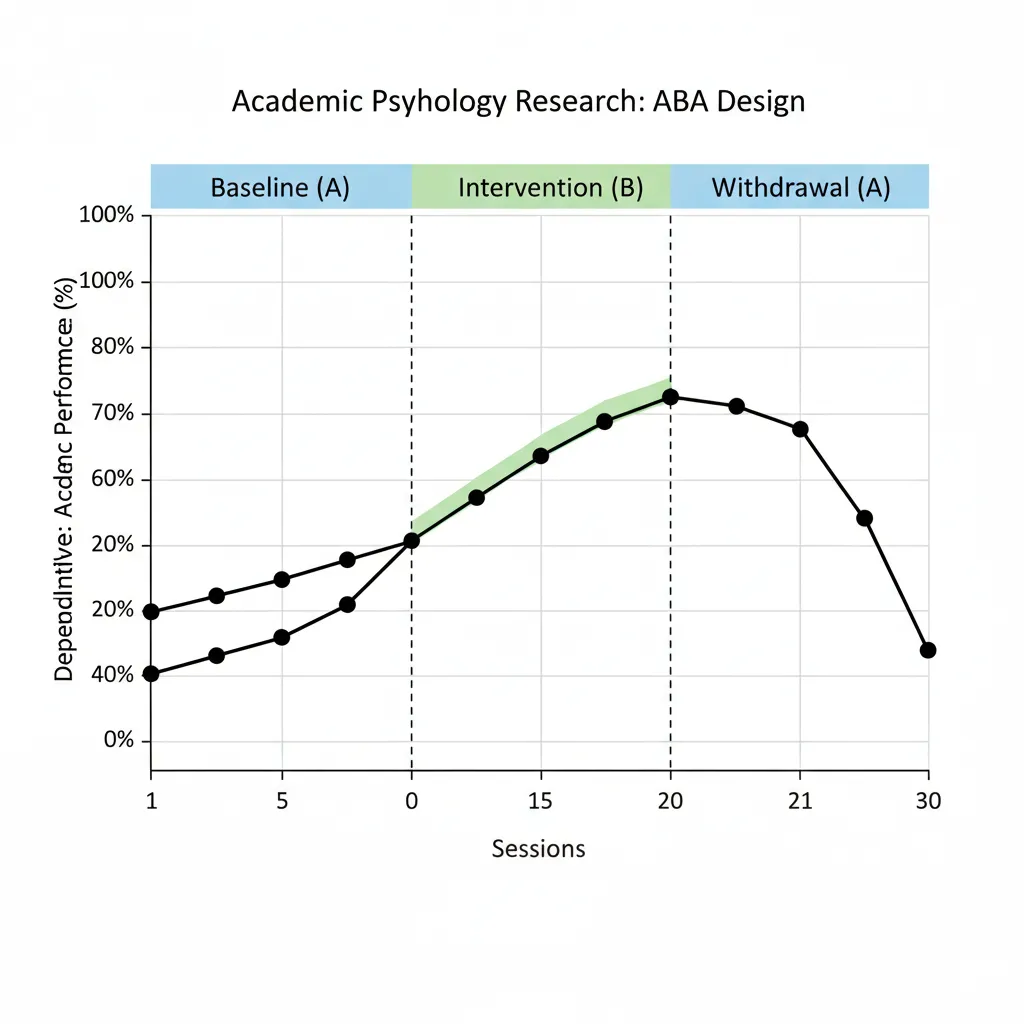 Diagrama de investigación mostrando fases A-B-A en un estudio de caso único