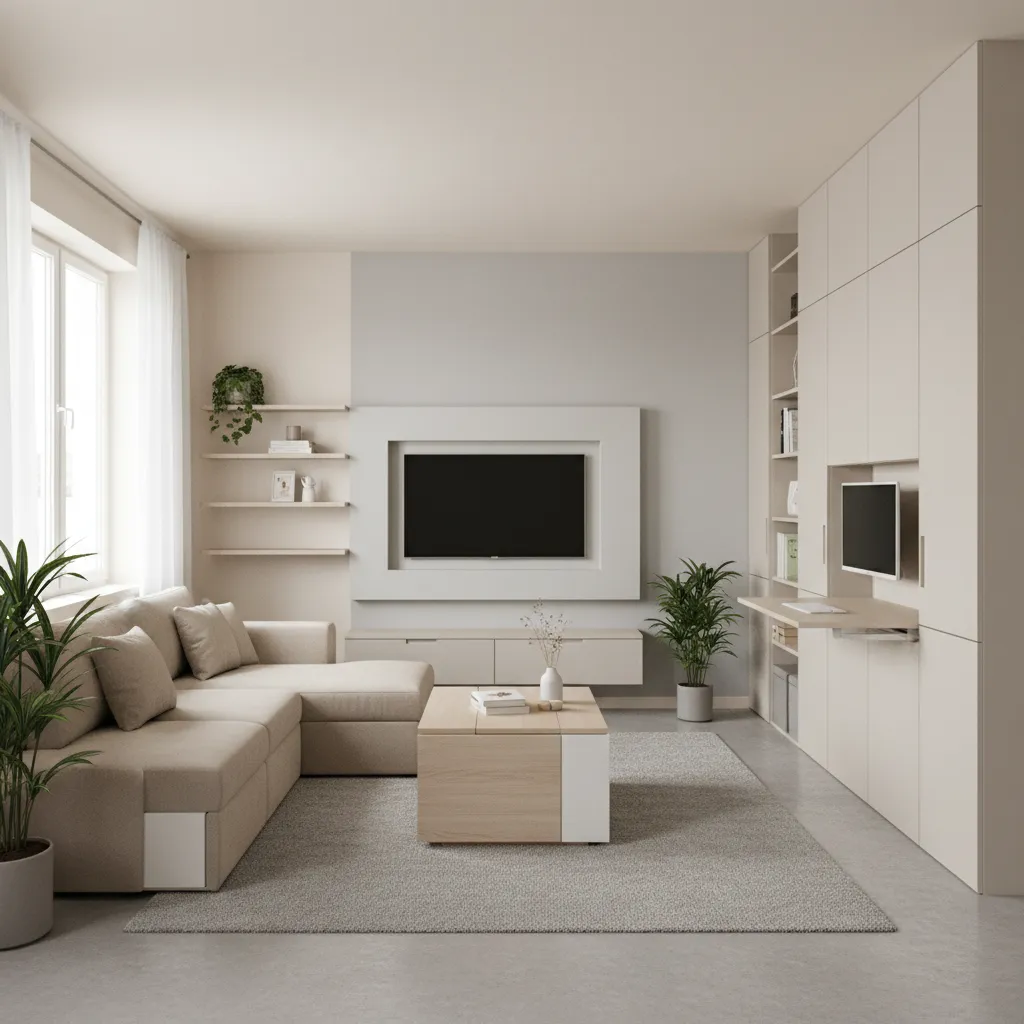 apartamento pequeño bien diseñado con muebles multifuncionales
