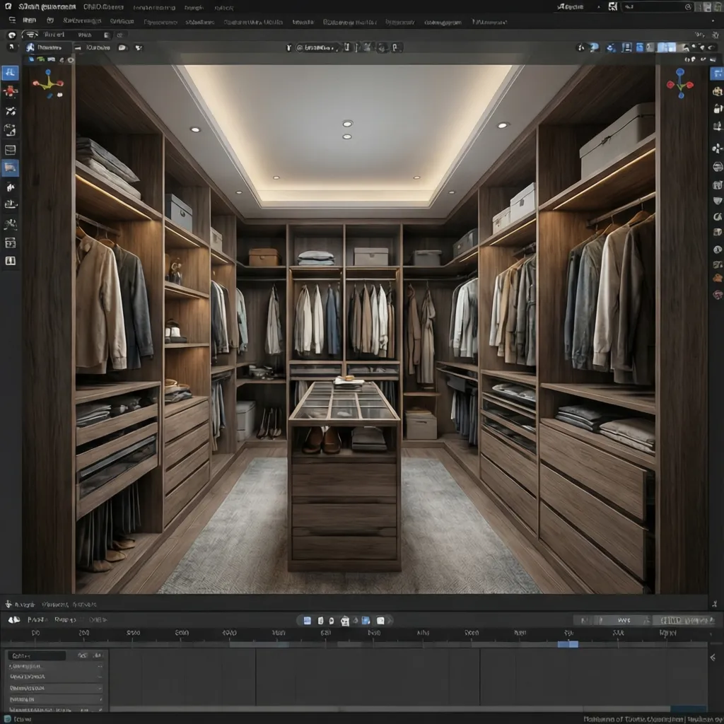 Modelo 3D de diseño interior de armario antes de construirlo
