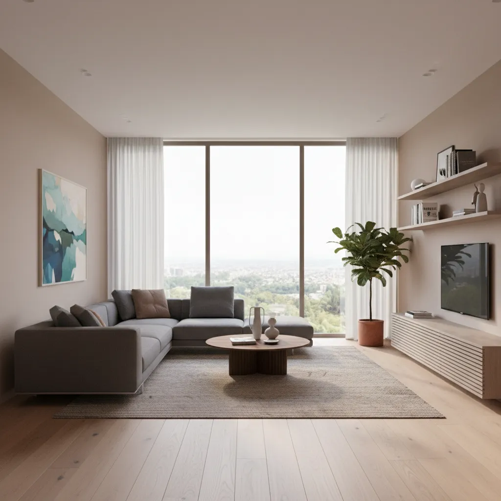 Visualización 3D de una sala de estar diseñada con una app