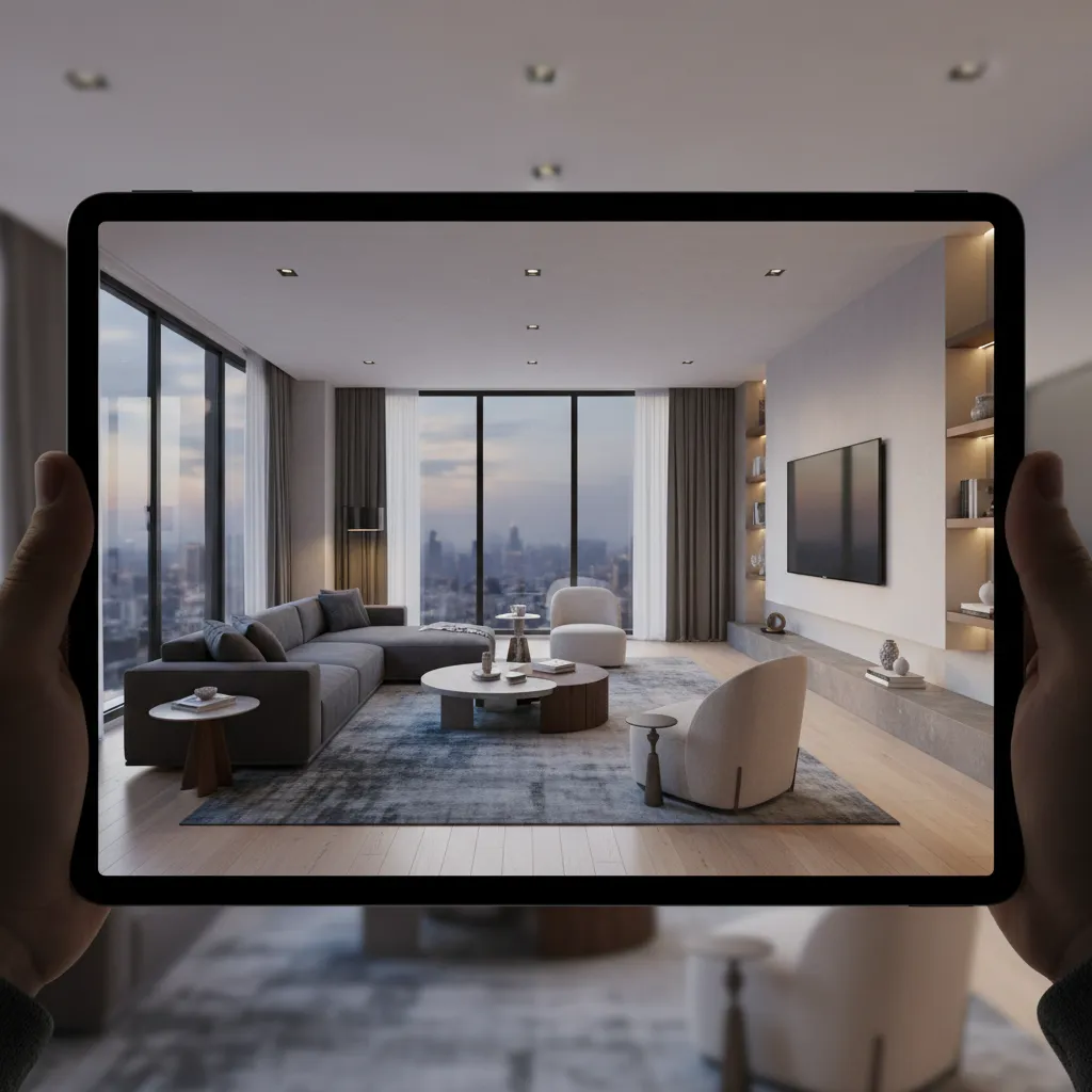 Visualización 3D de un interior generada desde una app de diseño