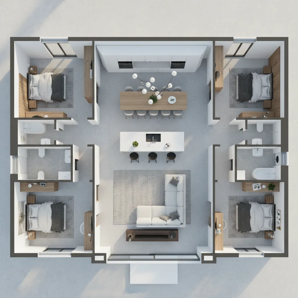 Diseño de una casa de 4 cuartos: guía práctica