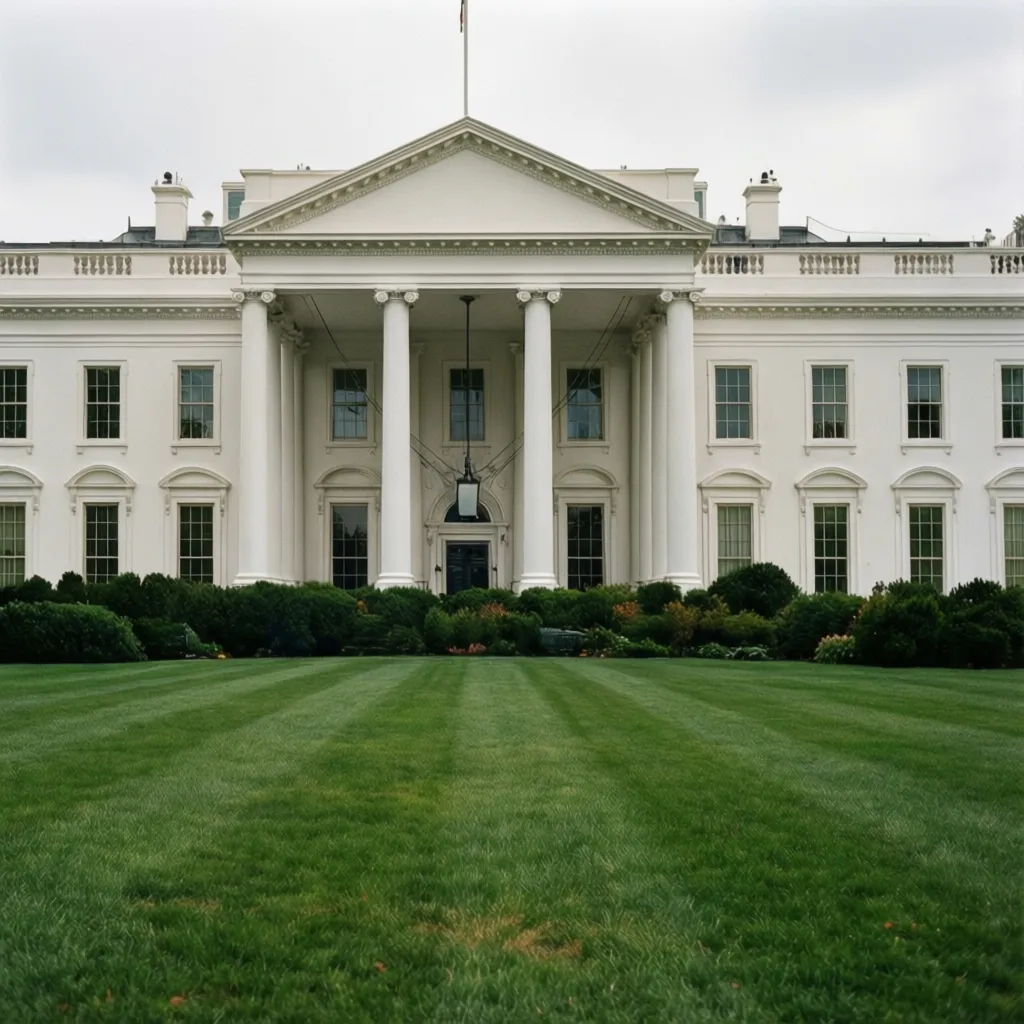 Large white classic house exterior with tall columns plus many windows and a green lawn
