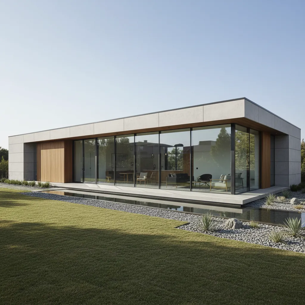 Diseño compacto de casa moderna de una planta